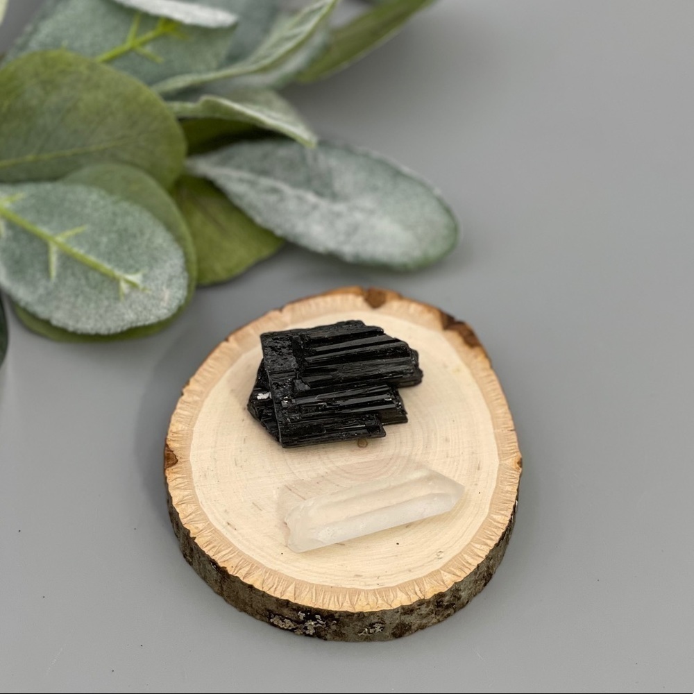 Black Tourmaline & Crystal Point: 1 Set Per Order